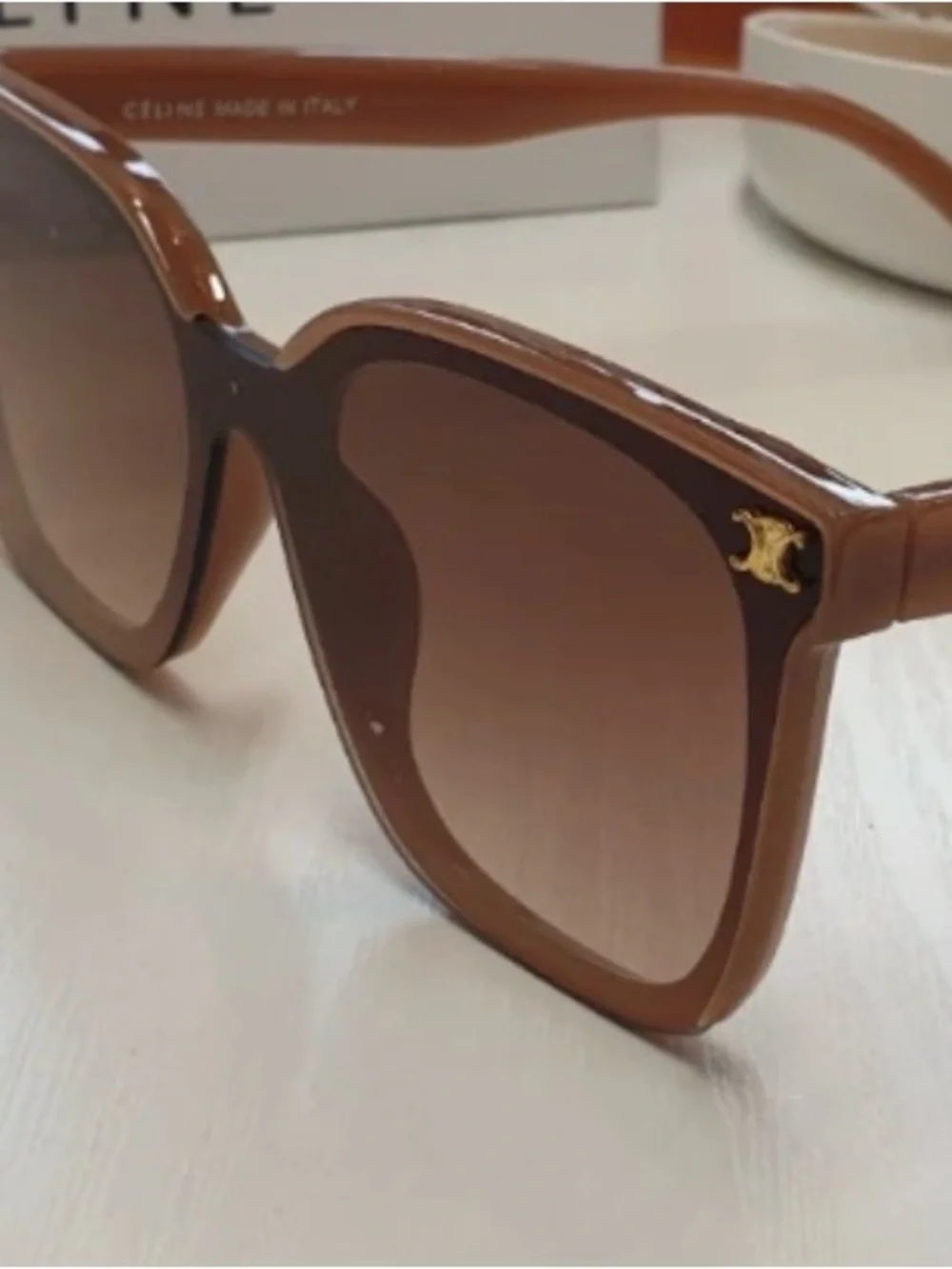 Celine Brown Gradient Square Sunglasses